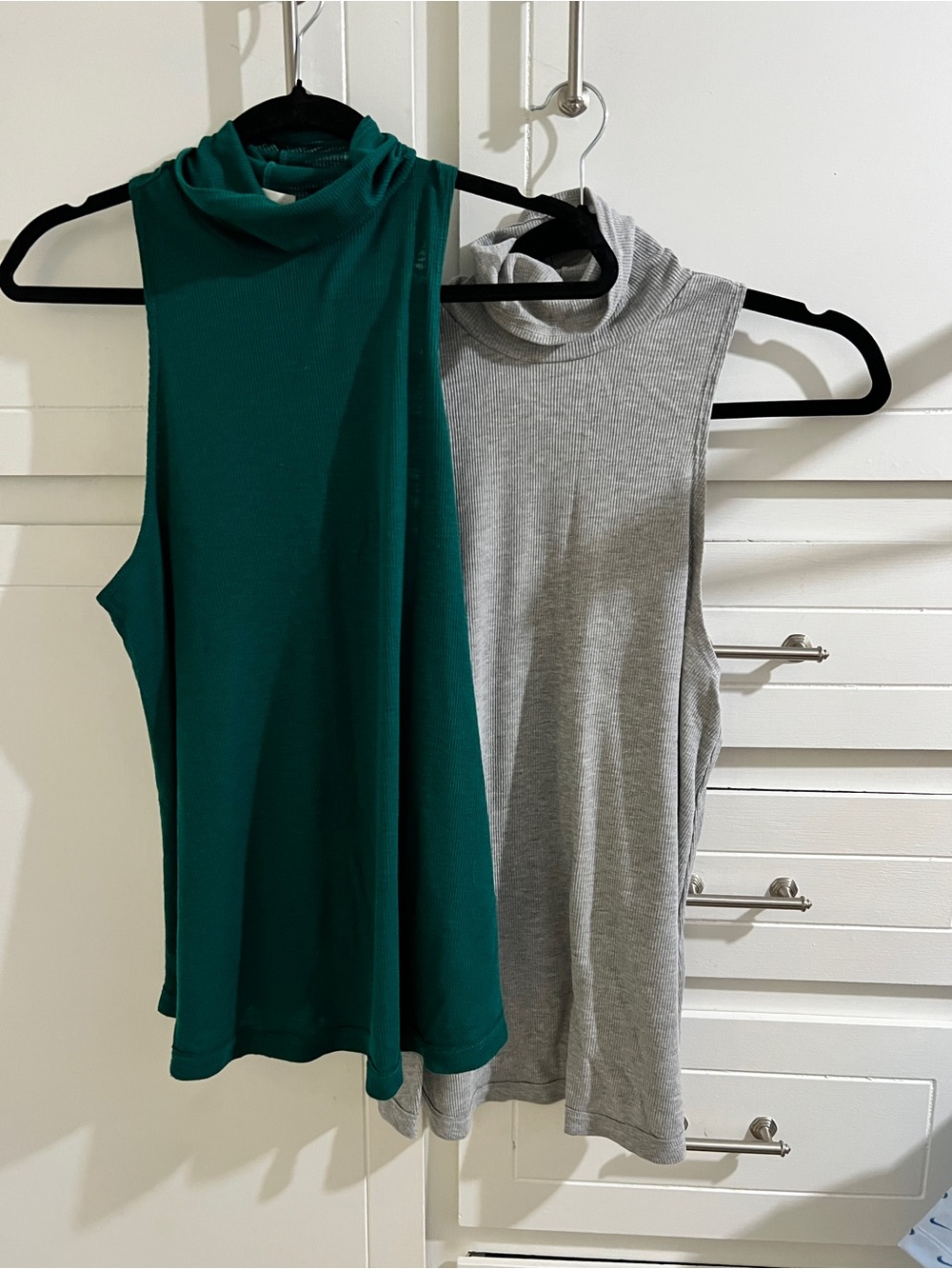 Free People Sleeveless Turtleneck Top - Green and Light Gray (bundle)